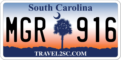SC license plate MGR916