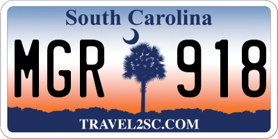 SC license plate MGR918