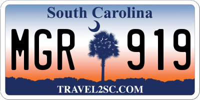 SC license plate MGR919