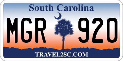 SC license plate MGR920