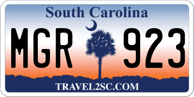 SC license plate MGR923