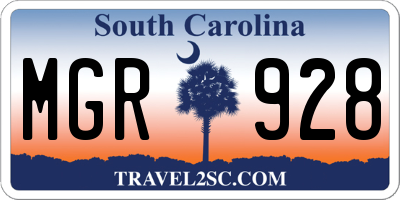 SC license plate MGR928