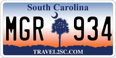 SC license plate MGR934