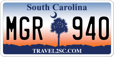 SC license plate MGR940