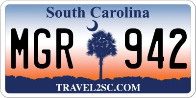 SC license plate MGR942