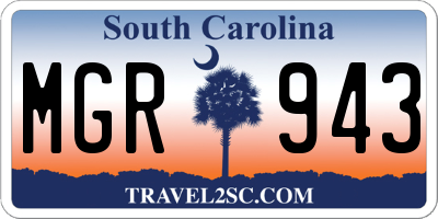 SC license plate MGR943