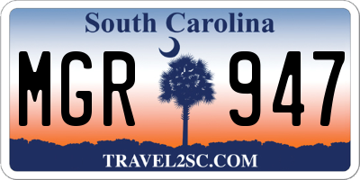 SC license plate MGR947
