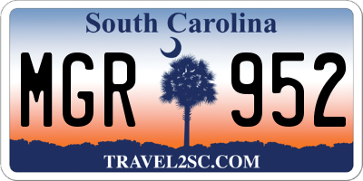 SC license plate MGR952