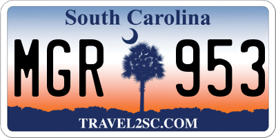 SC license plate MGR953
