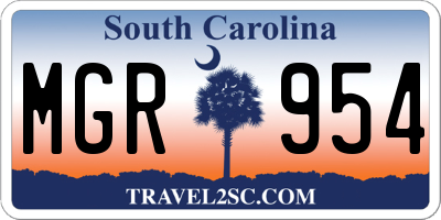 SC license plate MGR954