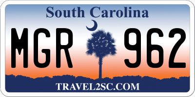 SC license plate MGR962
