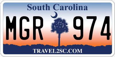 SC license plate MGR974