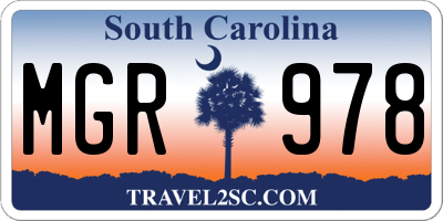 SC license plate MGR978