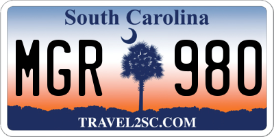 SC license plate MGR980