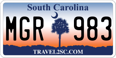 SC license plate MGR983