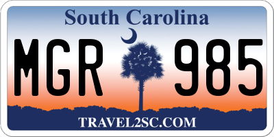 SC license plate MGR985