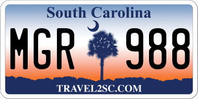 SC license plate MGR988