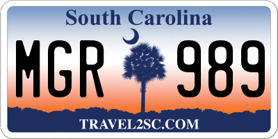 SC license plate MGR989