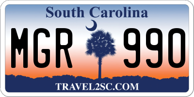 SC license plate MGR990
