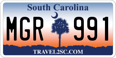 SC license plate MGR991