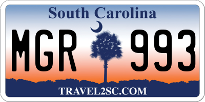 SC license plate MGR993