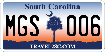 SC license plate MGS006