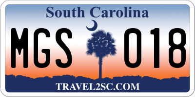 SC license plate MGS018