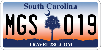 SC license plate MGS019