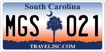 SC license plate MGS021