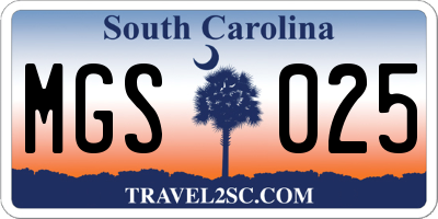 SC license plate MGS025