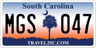 SC license plate MGS047
