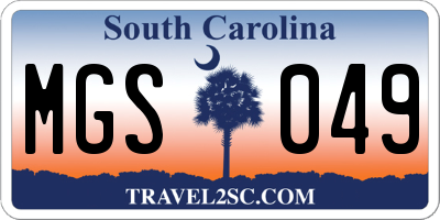 SC license plate MGS049