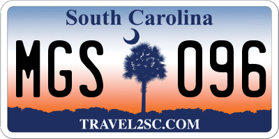 SC license plate MGS096