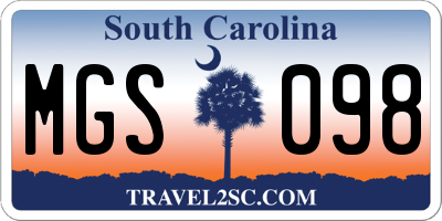 SC license plate MGS098