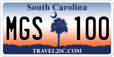 SC license plate MGS100