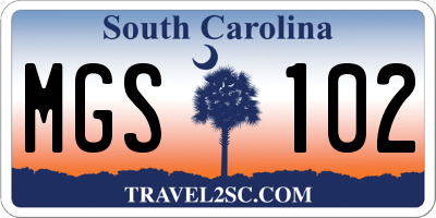SC license plate MGS102