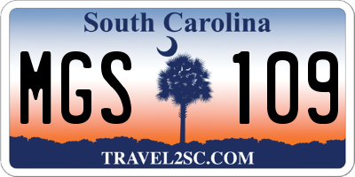 SC license plate MGS109