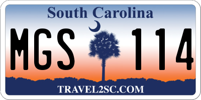 SC license plate MGS114