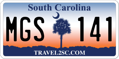 SC license plate MGS141