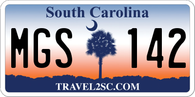SC license plate MGS142