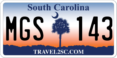 SC license plate MGS143