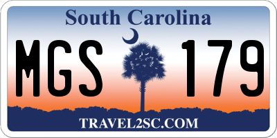 SC license plate MGS179