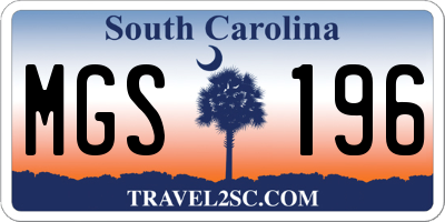 SC license plate MGS196