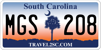 SC license plate MGS208