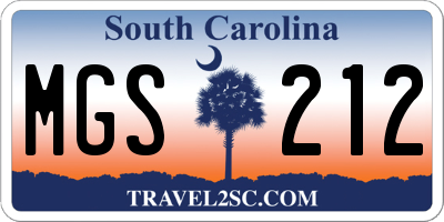 SC license plate MGS212