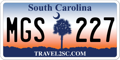SC license plate MGS227