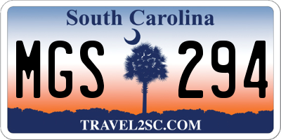 SC license plate MGS294