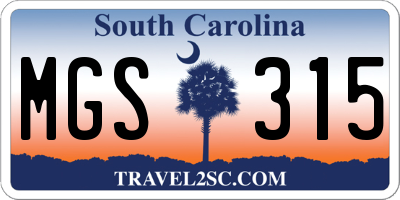 SC license plate MGS315