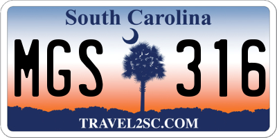 SC license plate MGS316