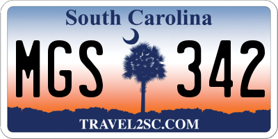 SC license plate MGS342